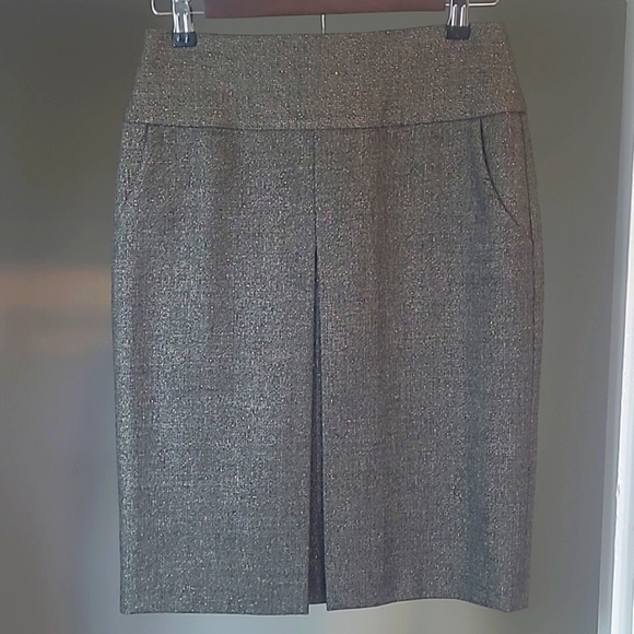 J. Crew Dresses & Skirts - J. Crew ❤ Grey Virgin Wool & Metallic Box Pleat Pencil Skirt with Pockets Size 0